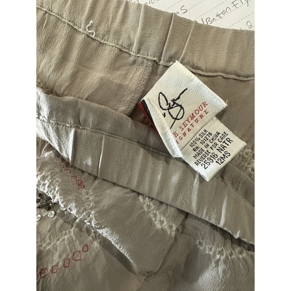 Jane Seymour Silk Skirt Size 12 MS Gypsy Boho Ethereal Beaded Sequin Maxi Ombre - Picture 8 of 15